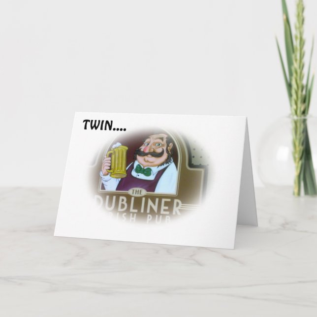 CARTÃO BARKEEP DIZ "BOTOMS UP" TWIN NO ANIVERSÁRIO (Frente)