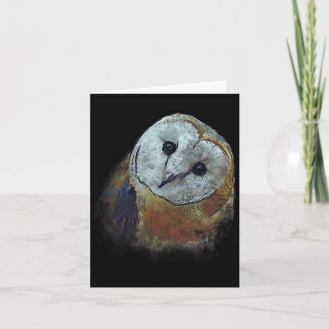 Cartão Barn Owl Painting Owl Art  (Frente)