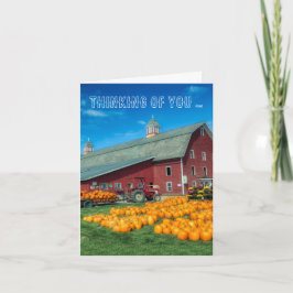 Cartão Barn with Pumpkins Thinking of You Card