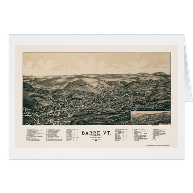 Cartão Barra, mapa panorâmico do VT - 1891 (Frente Horizontal)