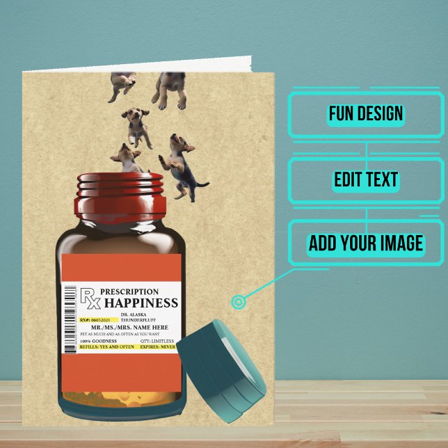 Cartão Barrafa de Receita Engraçada aos Puppies Aniversár (This is truly a unique and funny card that will warm the hearts of your loved ones. )