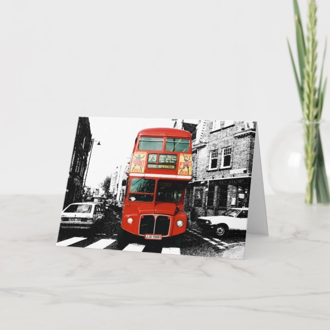 Cartão Barramento vermelho brilhante de dois andares (Frente)