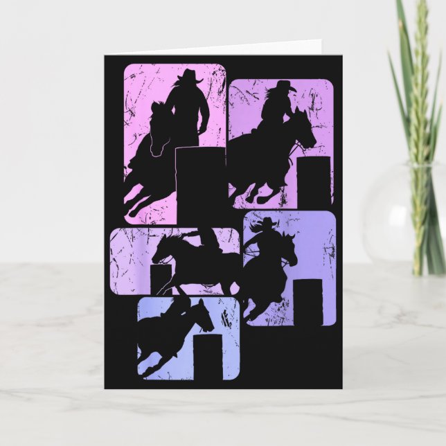 Cartão Barrel Racing Horse Barrel Racer Rodeo Cowgirl Wom (Frente)