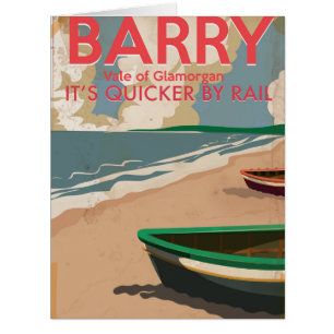 Cartão Barry, poster de viagens da locomotiva do vintage