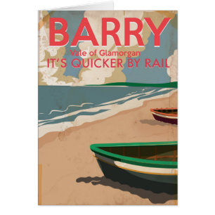 Cartão Barry, Wales Vintage, Poster de viagens de locomot