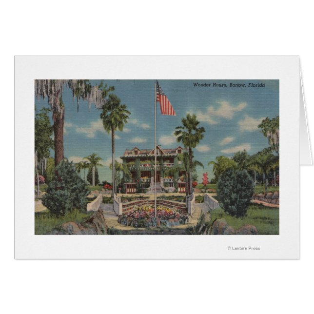 Cartão Bartow, Flórida - Vista da Casa Maravilha e do Gar (Frente Horizontal)