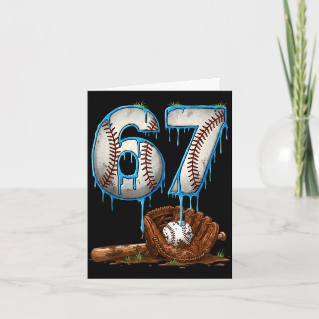 Cartão Baseball 67 six seven meme funny 6-7 drip baseball (Frente)