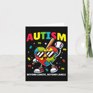 Cartão Baseball Autismo Consciência Colorida Coração de Q