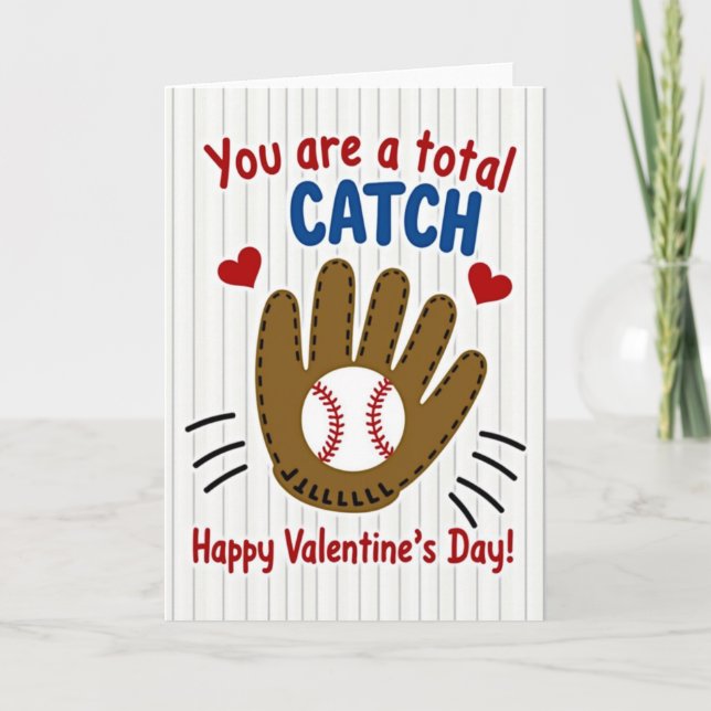 Cartão Baseball Catch Valentine Card (Frente)