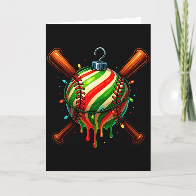 Cartão Baseball Christmas Ice Cream Drip Baseball Dripng  (Frente)