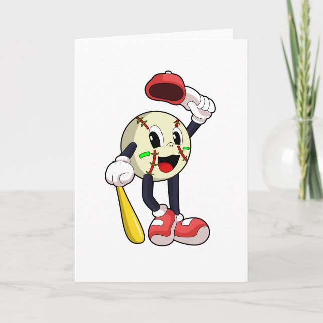 Cartão Baseball com bastão de beisebol (Frente)