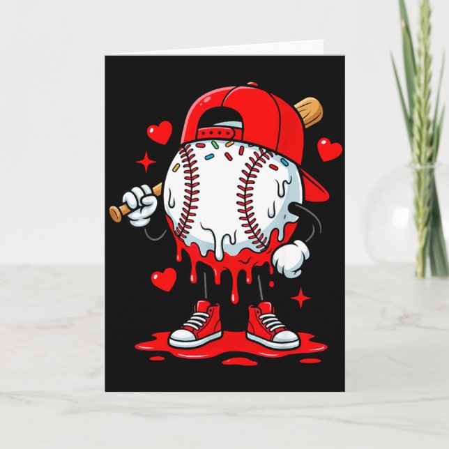 Cartão Baseball Drip Icecream Apparel Youth Boy Valentine (Frente)