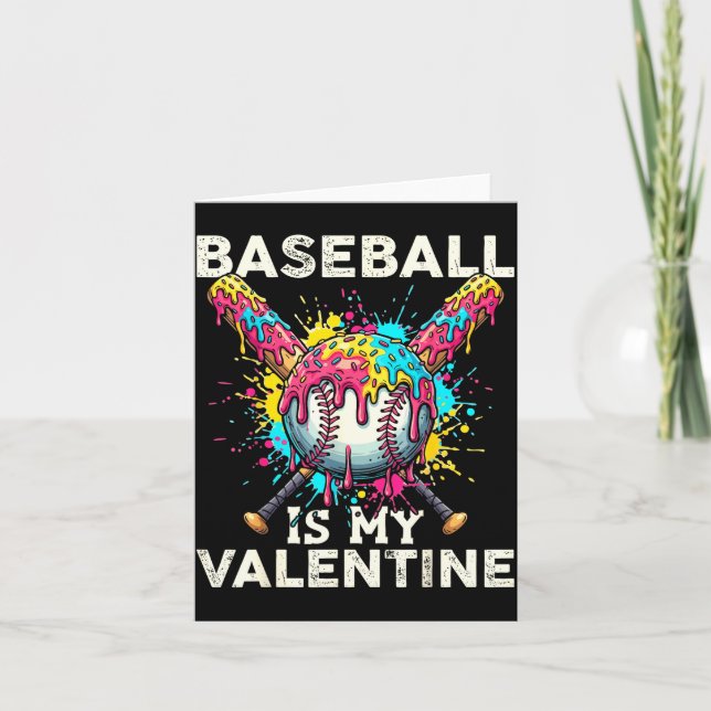 Cartão Baseball É Meu Sorvete De São Valentim Gotejamento (Frente)