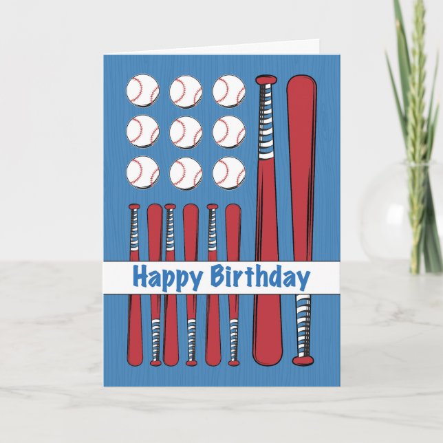 Cartão Baseball Flag Birthday, Red, White, Blue (Frente)
