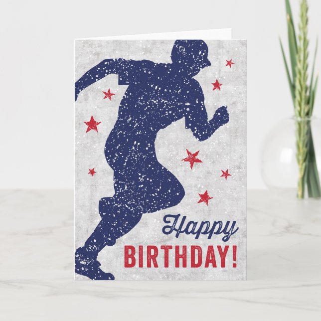 Cartão Baseball Happy Birthday card with running boy (Frente)