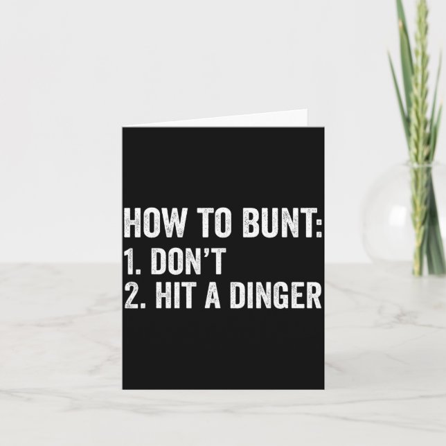 Cartão Baseball Humor How To Bunt Don't Hit A Dinger Funn (Frente)