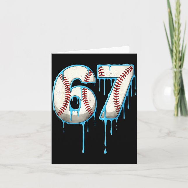 Cartão Baseball Ice Cream Drip 67 Six Seven Meme Number 6 (Frente)