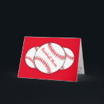 Cartão Baseball Mom Birthday Card<br><div class="desc">This baseball mom birthday card features red and white baseballs surrounded by a red background. Easily customize the front and inside text for a special sports fan or remove entirely. You can change the red background to the color of your choice. Great idea for the mother who loves the game!...</div>