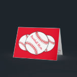 Cartão Baseball Mom Birthday Card<br><div class="desc">This baseball mom birthday card features red and white baseballs surrounded by a red background. Easily customize the front and inside text for a special sports fan or remove entirely. You can change the red background to the color of your choice. Great idea for the mother who loves the game!...</div>