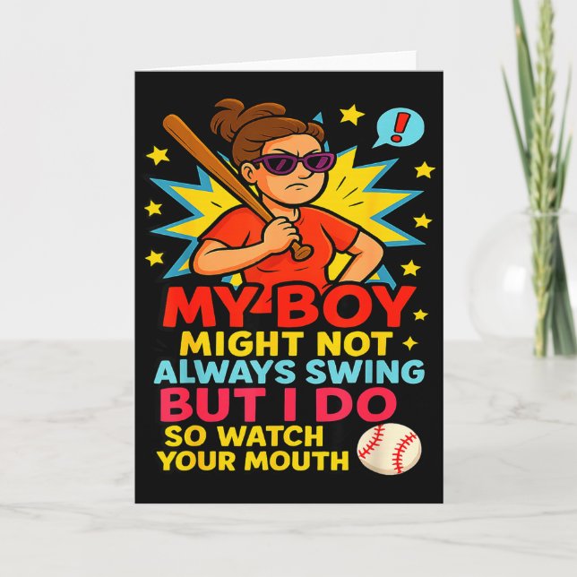 Cartão Baseball Mom Funny Quote For Mother's Day Gift  (Frente)
