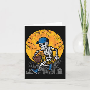 Cartão Baseball Skeleton Halloween Men Boys Baseball Spot