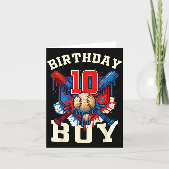 Cartão Baseball Splash Drip 10th Birthday Srts Lover Boy  (Frente)