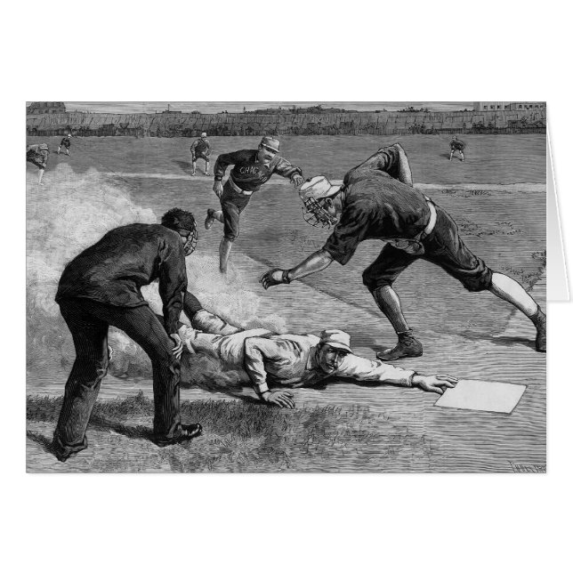 Cartão Baseball Vintage de Thure De Thulstrup, 1885 (Frente Horizontal)