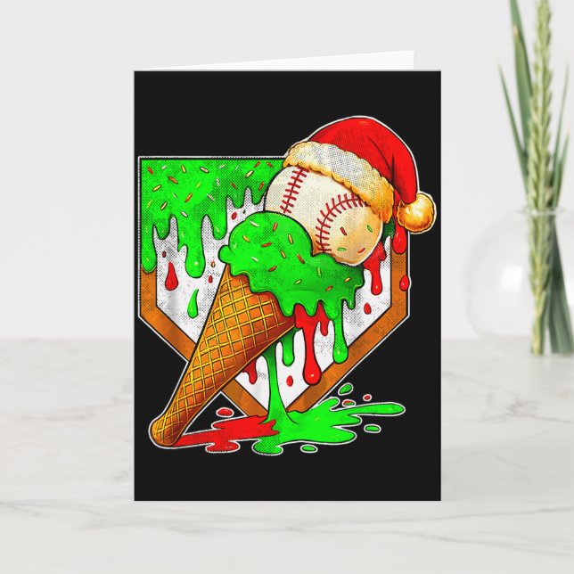 Cartão Baseball Xmas Christmas Baseball Ice Cream Drip Bo (Frente)