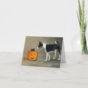 Cartão "Basenji Halloween" Dog Art Notecard