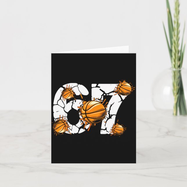 Cartão Basketball 67 Six Seven 6 7 Kids Funny Gen Alpha M (Frente)