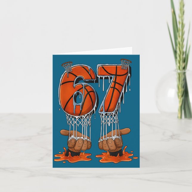 Cartão Basketball 67 Six Seven Funny Gen Alpha Meme Drip  (Frente)