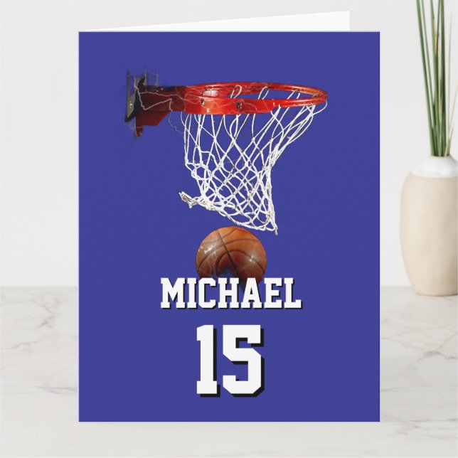 Cartão Basketball Add Your Name & Number Pop Art (Frente)