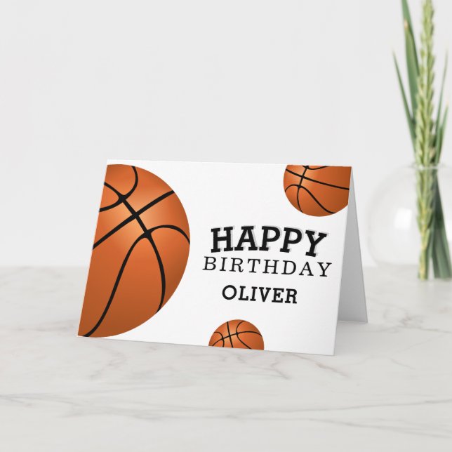 Cartão Basketball Ball Sports Happy Birthday Kids (Frente)