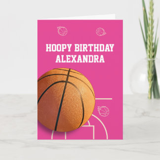 Cartão Basketball Happy Birthday Card Sports Funny Pink