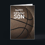 Cartão Basketball Happy Birthday Son Card<br><div class="desc">A basketball toned to sepia for a vintage look with the words: Happy Birthday Son! Perfect for your favorite basketball fan son and totally customizable for you to personalize as you please!</div>