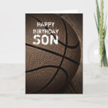 Cartão Basketball Happy Birthday Son Card<br><div class="desc">A basketball toned to sepia for a vintage look with the words: Happy Birthday Son! Perfect for your favorite basketball fan son and totally customizable for you to personalize as you please!</div>