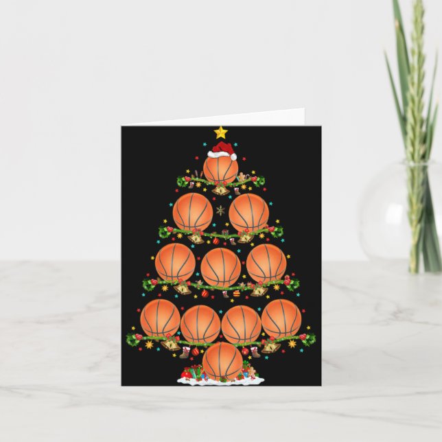 Cartão Basketball Lights Xmas Santa Basketball Christmas  (Frente)