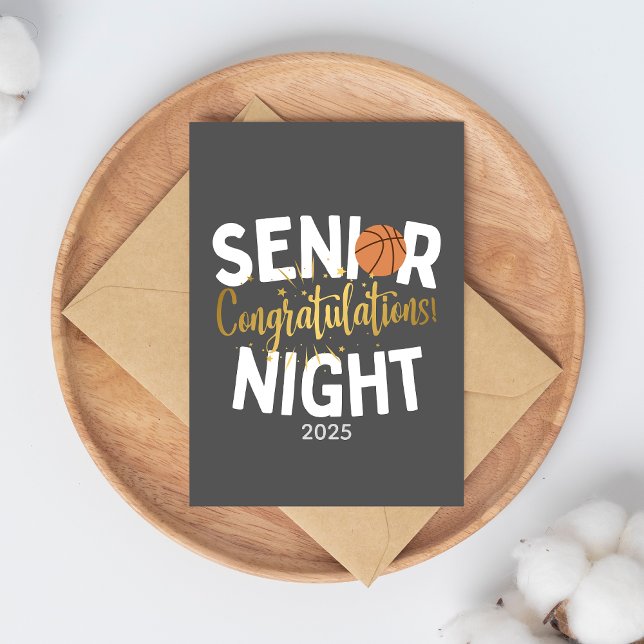 Cartão Basketball Senior Night Congratulations Card (Criador carregado)