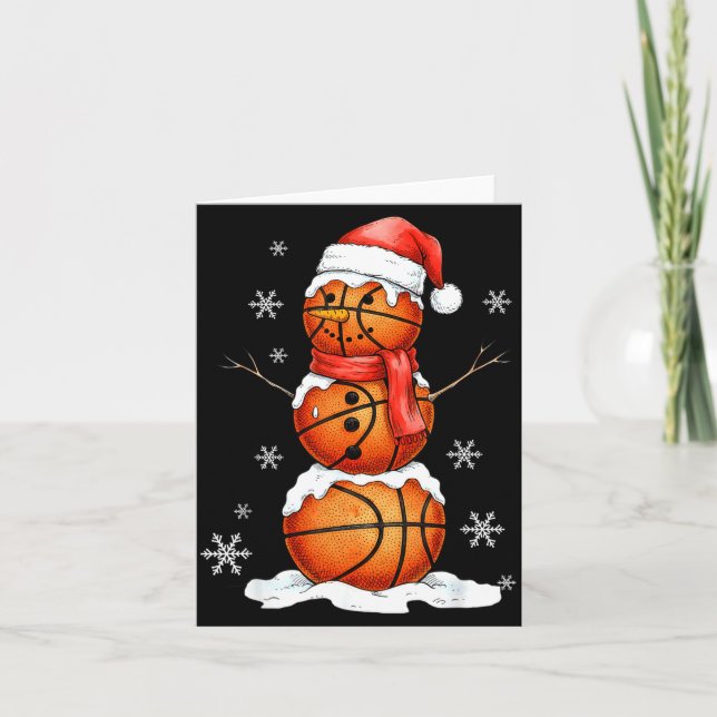 Cartão Basketball Snowman Christmas Holiday Srts Xmas Paj (Frente)