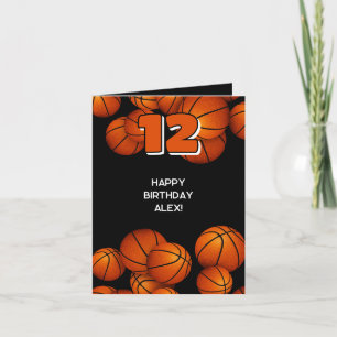 Cartão basketball sotaque meninos moças feliz aniversário