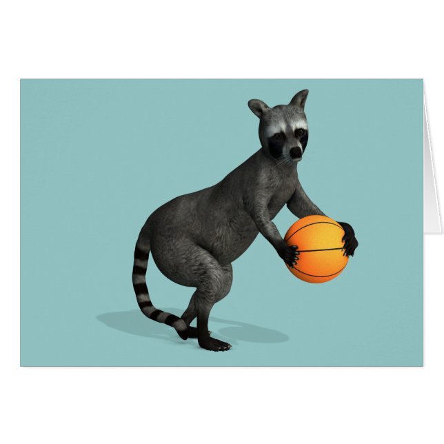 Cartão Basketballer Raccoon (Frente Horizontal)