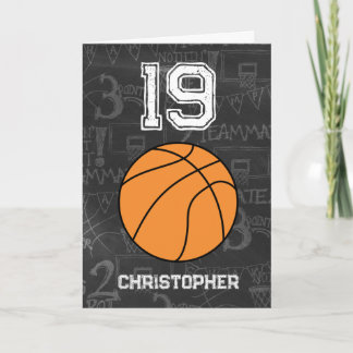 Cartão Basquete Azul Aniversário de 19 anos