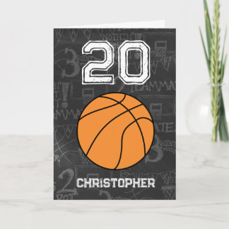 Cartão Basquete Azul Feliz 20º Aniversário