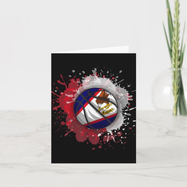 Cartão Basquete com Bandeira de Samoa Americana (Frente)