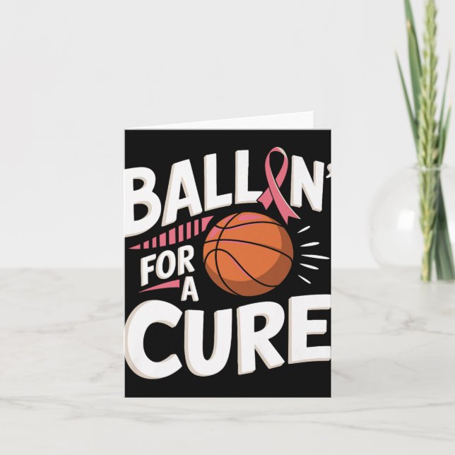 Cartão Basquete Conscientização do Câncer de Mama Premium (Frente)