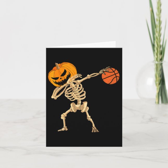 Cartão Basquete Dabbing Skeleton Men Boys Halloween Bas (Frente)