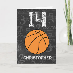 Cartão Basquete de Aniversário Personalizado para 14