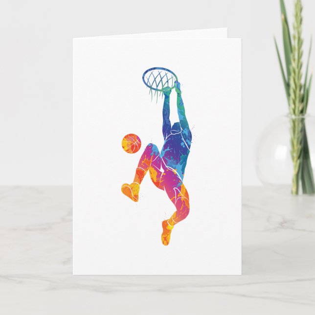 Cartão Basquete de Aquarela (Frente)