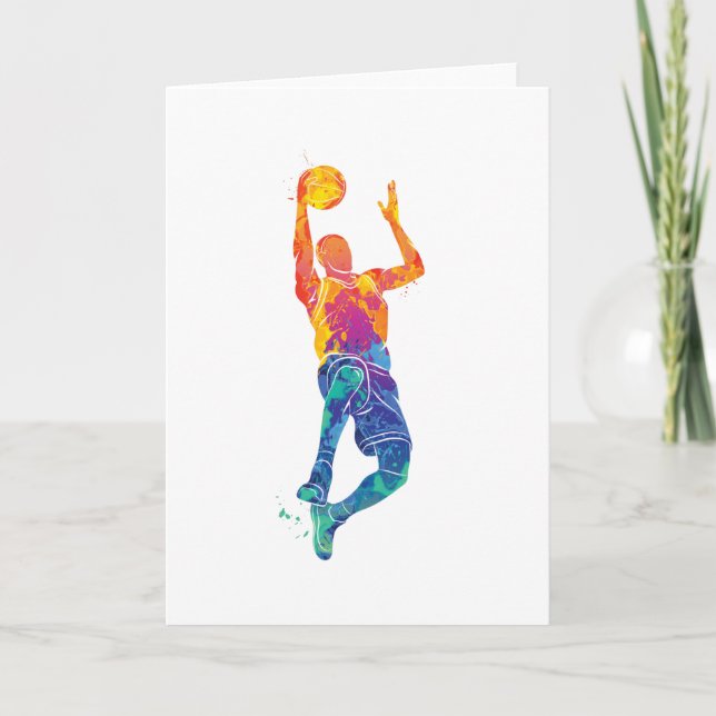 Cartão Basquete de Aquarela (Frente)