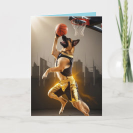 Cartão Basquete engraçado do pastor alemão